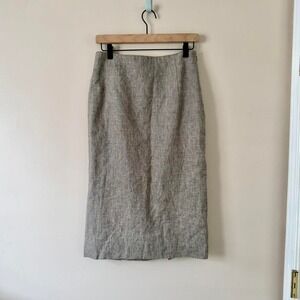 Banana Republic Long Pencil Skirt Linen Blend Size 4 Gray